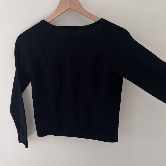 100% Pure Italian Merino Wool Black Cardigan Rhinestone Buttons - Medium - Picture 4 of 9